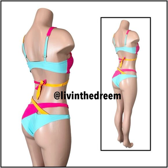 Beach Bunny Color Blocked Skylar Wrap Bikini $220 - Picture 8 of 14